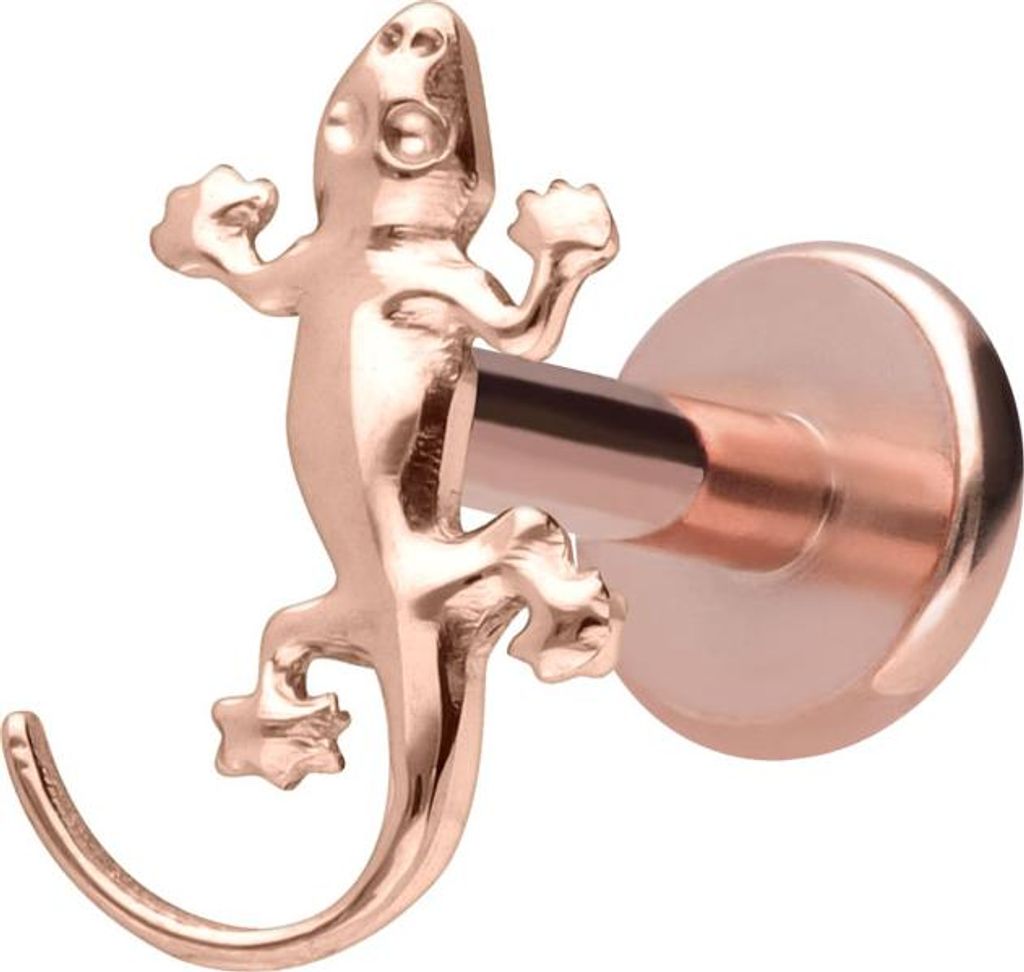 Ohrpiercing, Nasenpiercing Titan Labret mit Innengewinde GECKO RoséGold Stablänge: 8mm | Stabstärke: 1,6mm