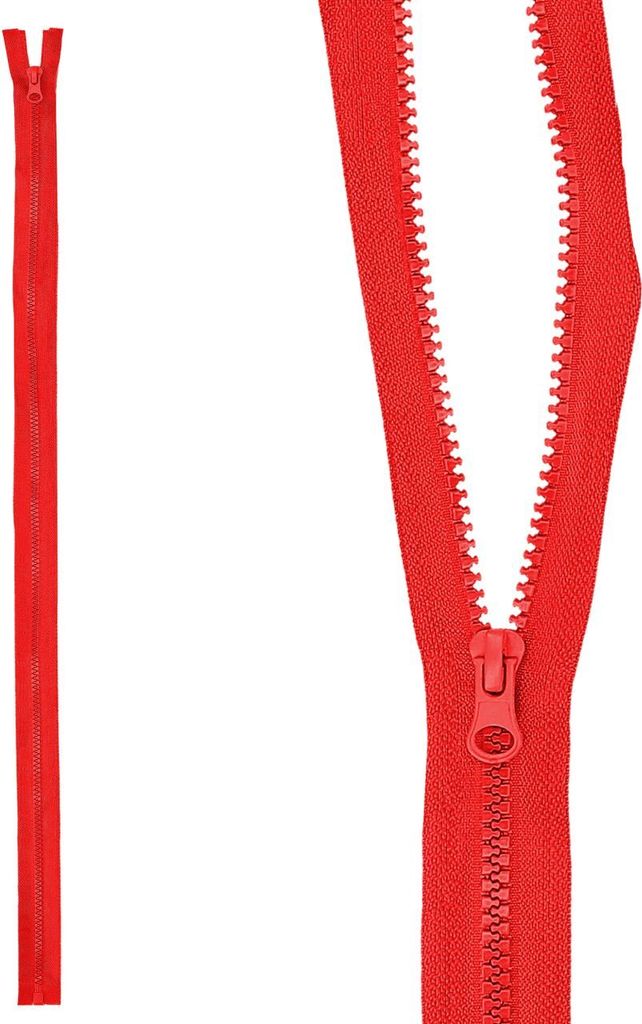 mumbi Reißverschluss teilbar 5mm 70cm Rot Kunststoff Reißverschlüsse mit Zipper grobe Zähne