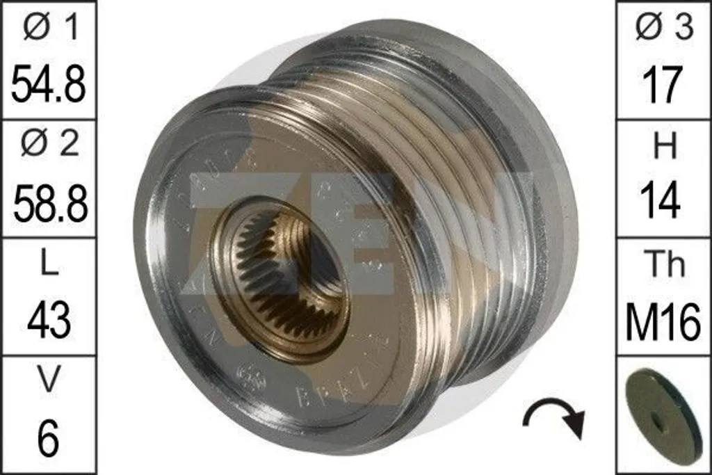 Poulie débrayable alternateur pour Renault Logan Clio II Laguna