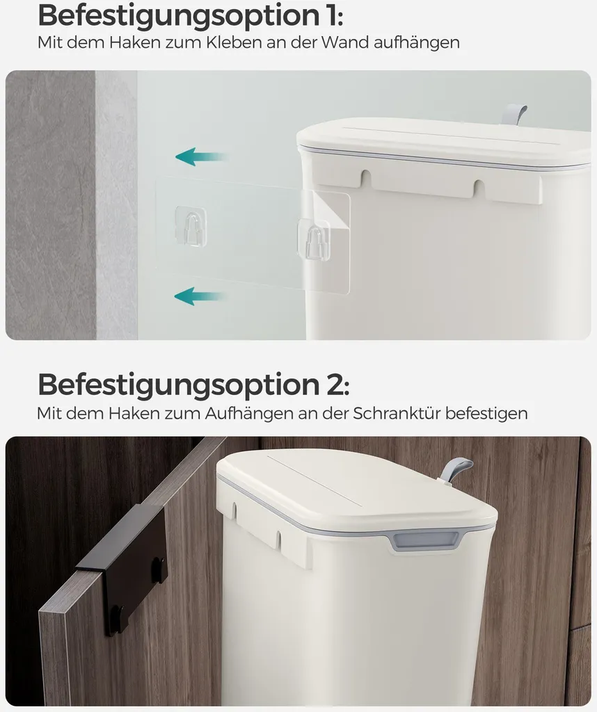 Bac à compost 9 L blanc anti-odeur - Design moderne et format compact