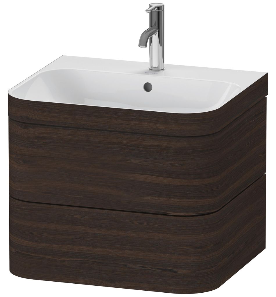 Duravit Happy D.2 Plus c-bonded Set wandhängend, 575x490mm, 2 Schubkästen, 1 Hahnloch, HP4635O6969