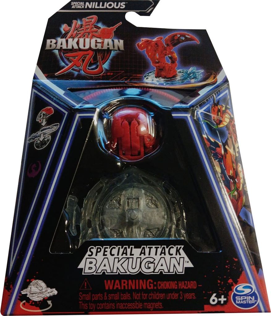 Bakugan 20141555 Battle League Special Attack Nillious Transformierbar Silber Rot Silber Figur Portalkarte XL-Ripcord Spielset