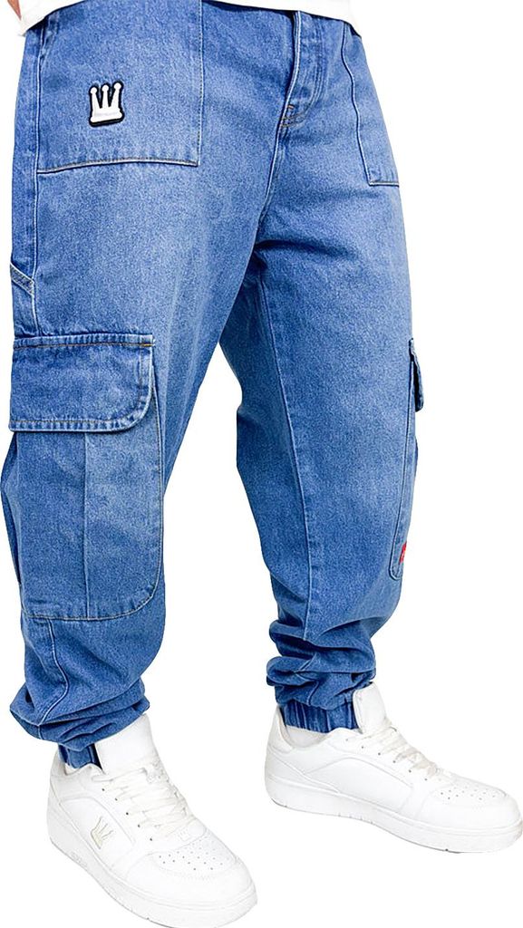 DADA Supreme Worker Baggy Jeans Blau im Cargo-Look Größe: 31W