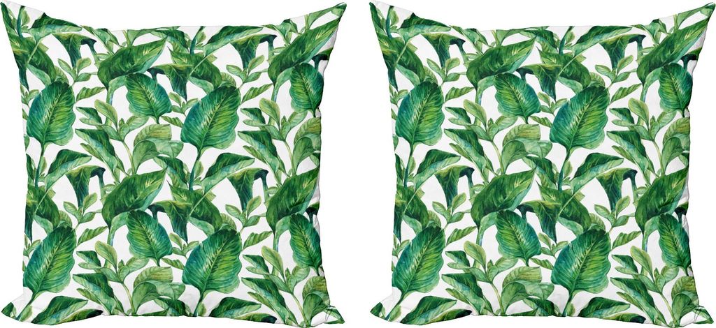 ABAKUHAUS Pflanze Kissenbezug Set (2Stück), Äquatorial verlässt in der Hand gezeichneten Aquarell-Art-Grafik-botanischen Blumenblatt-Frühling, ...