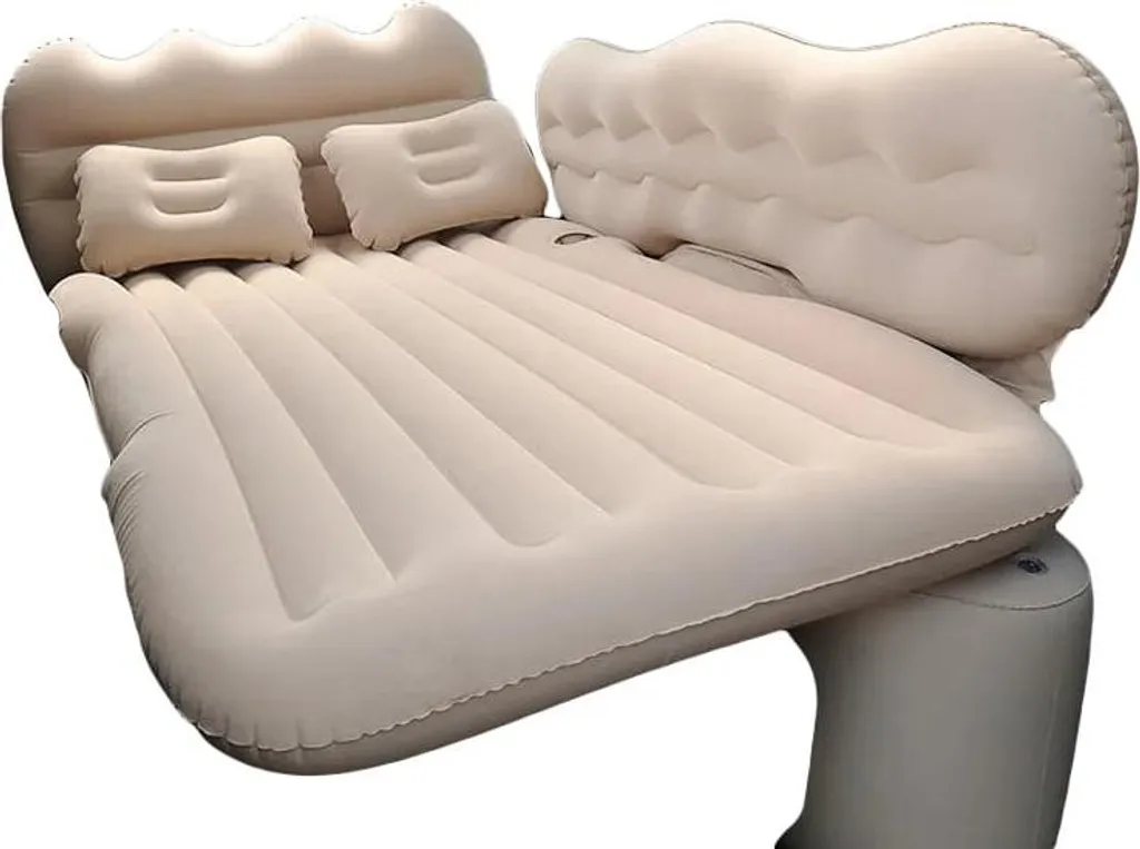 Materasso Gonfiabile Auto EDIBAZZAR Beige con Pompa | Letto Camping - 1