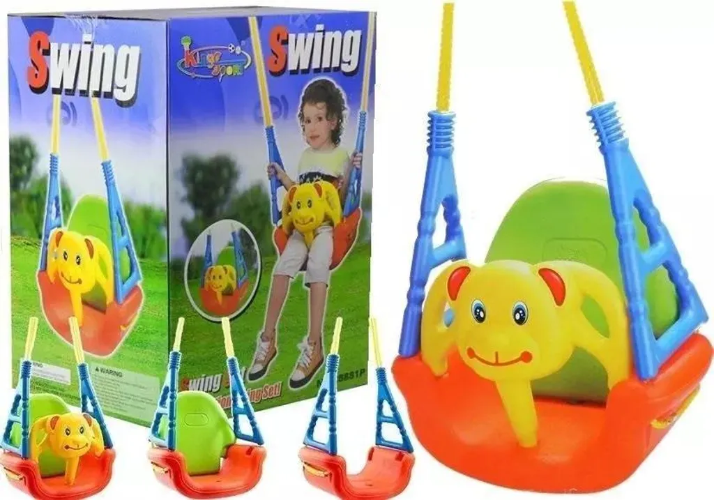 Balançoire Sécurisée Bébé 3-en-1 Anti-Basculement Teddy Bear Réglable