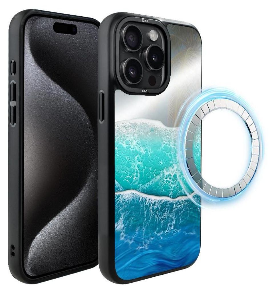 Schutzhülle für das iPhone 15 Pro Max, MagSafe-kompatibel, mattschwarze Seiten, Meereswelle