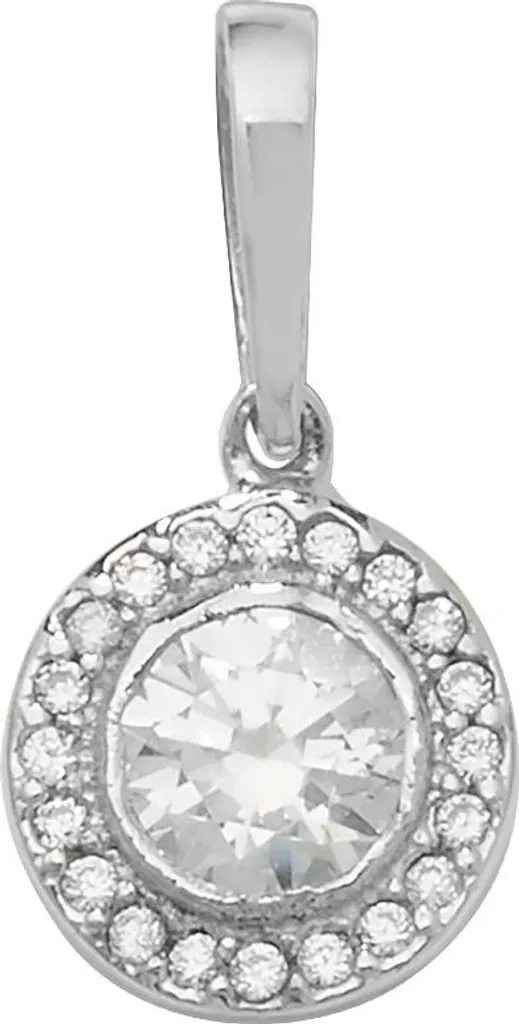 Pendentif Femme Or Blanc 375/1000 Oxyde de Zirconium 18mm TRS107939KW