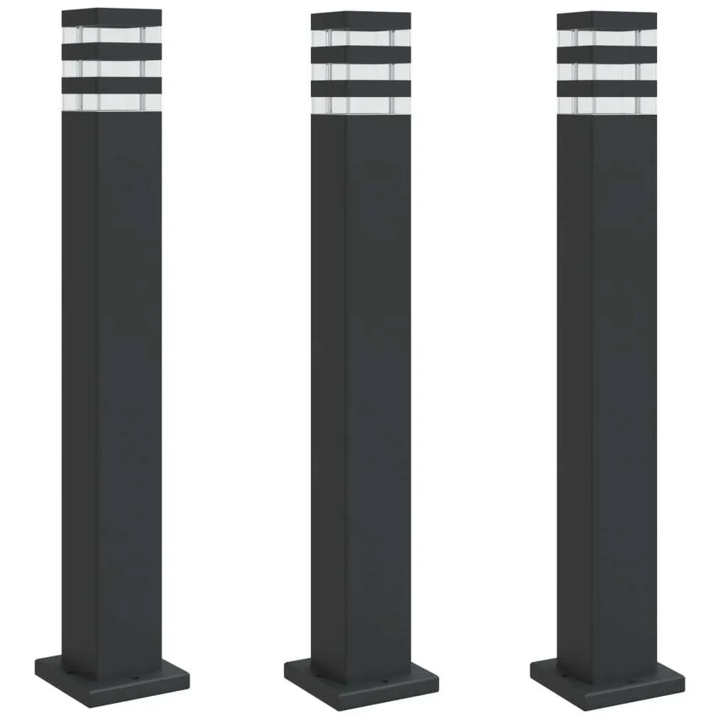 vidaXL Lampes d'allée 3 pcs Noir 80 cm en aluminium haute qualité