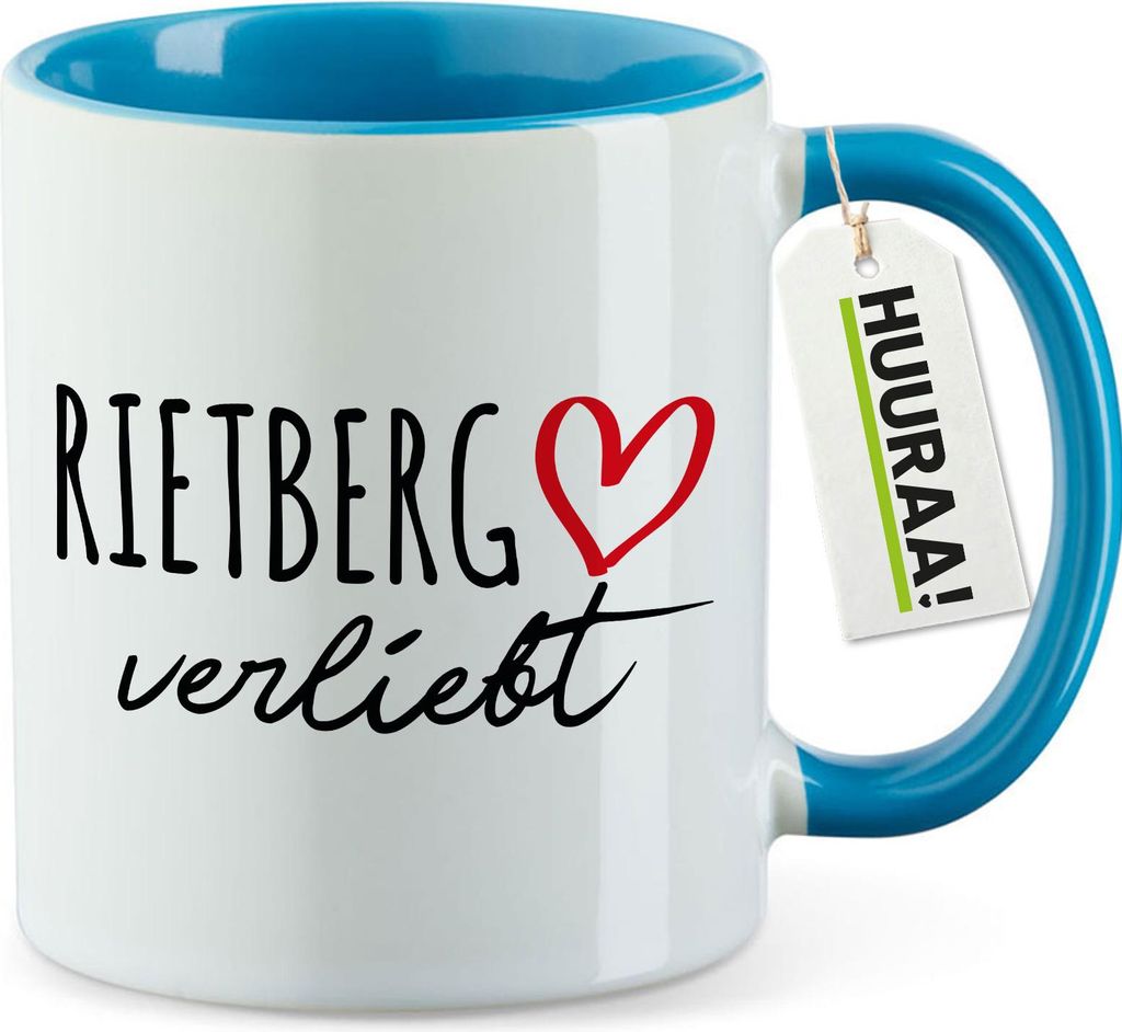 Huuraa Kaffeetasse Rietberg verliebt 330ml Blau Keramik Kaffeebecher Geschenkidee