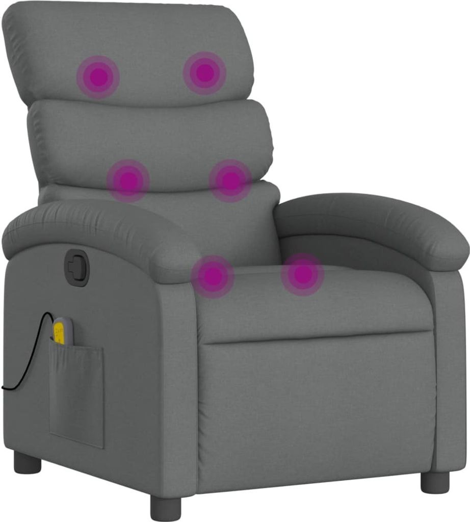 vidaXL Sedia da massaggio in tessuto grigio scuro Immagine del prodotto 