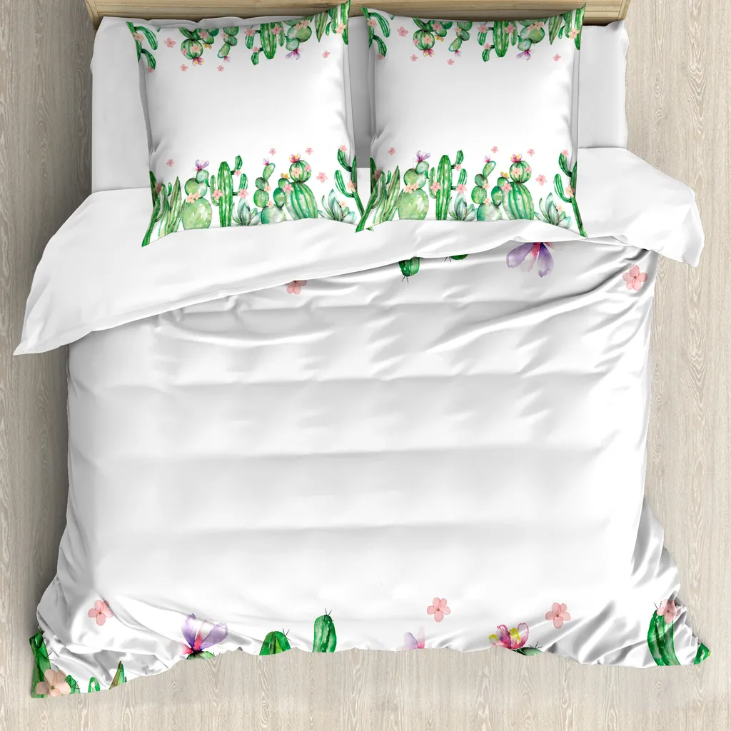 ABAKUHAUS Set Copripiumino Cactus 200x200 Federe Grandi Antiacaro