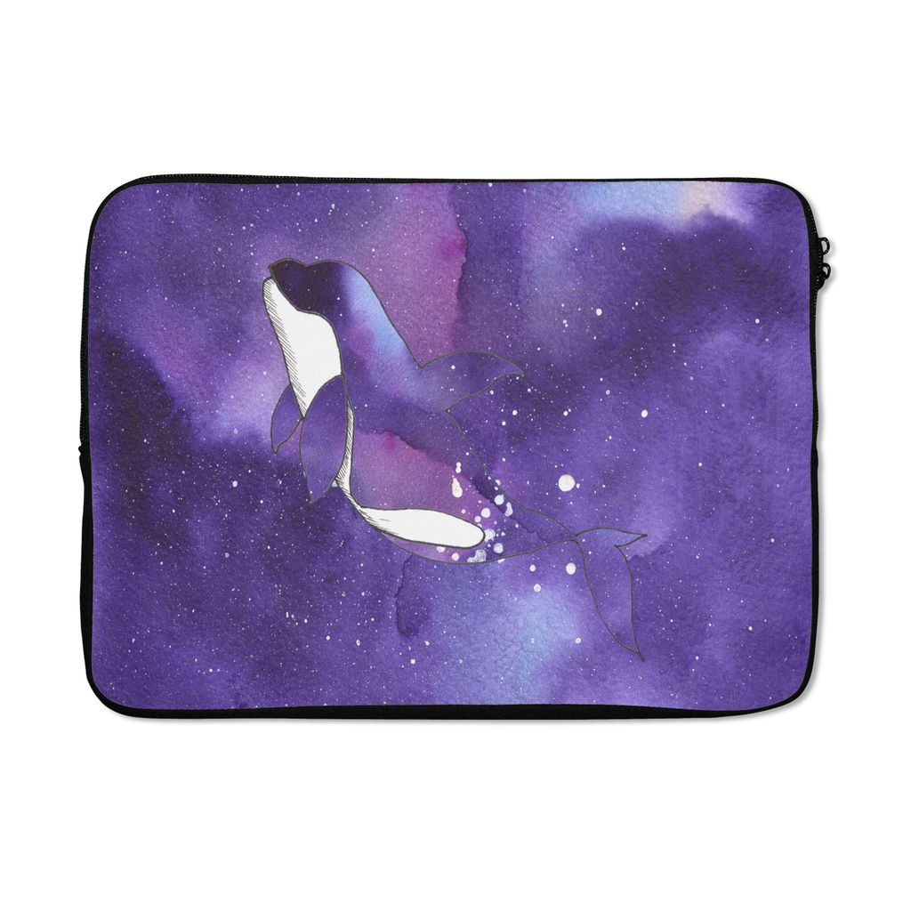 MuchoWow Laptop Hülle 14 ZollTiere - Wal - Lila - Aquarell Laptoptasche - Laptoptasche - Stoßsicher - Schutzhaube