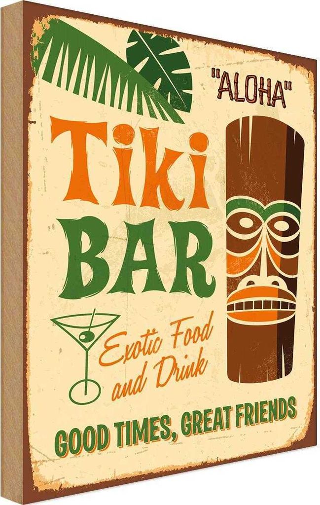 vianmo Holzschild 40x30 cm Tiki Bar Aloha Exotic Food Essen Trinken