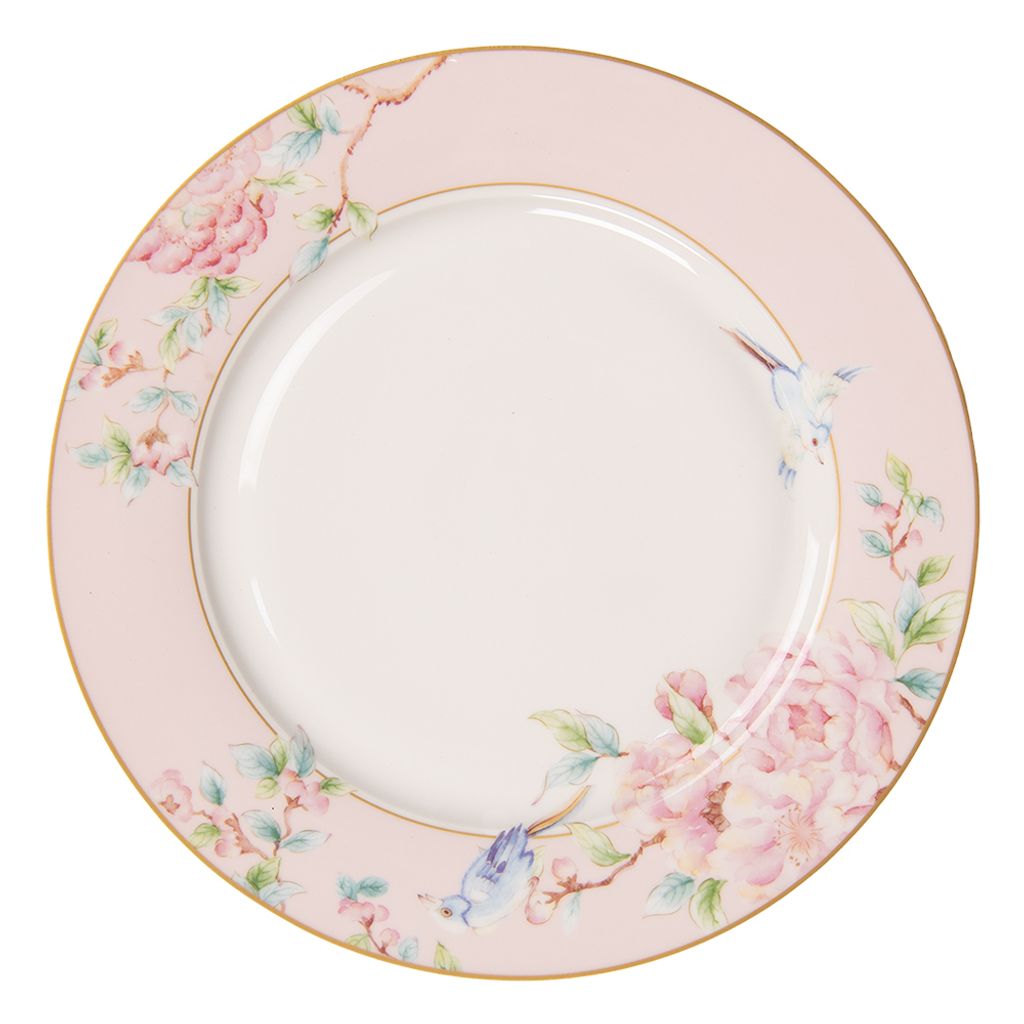 Piatto da portata Clayre & Eef Ø 27 cm Fiori di porcellana Immagine del prodotto 