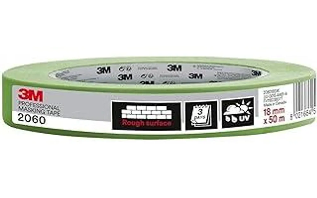 Nastro protettivo per pittori 3M Pro 2060 per superfici ruvide, 1 rotolo, 18 mm x 50 m – resistente ai raggi UV e all'acqua, per interni ed esterni, adatto per lavori di pittura e decorazione