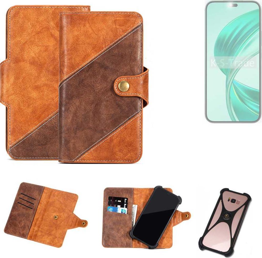 K-S-Trade Handyhülle Schutzhülle Bookstyle Case Wallet-Case kompatibel mit Honor X8b Cover Klapphülle Kantenschutz Smartphone dunkelbraun braun 1x