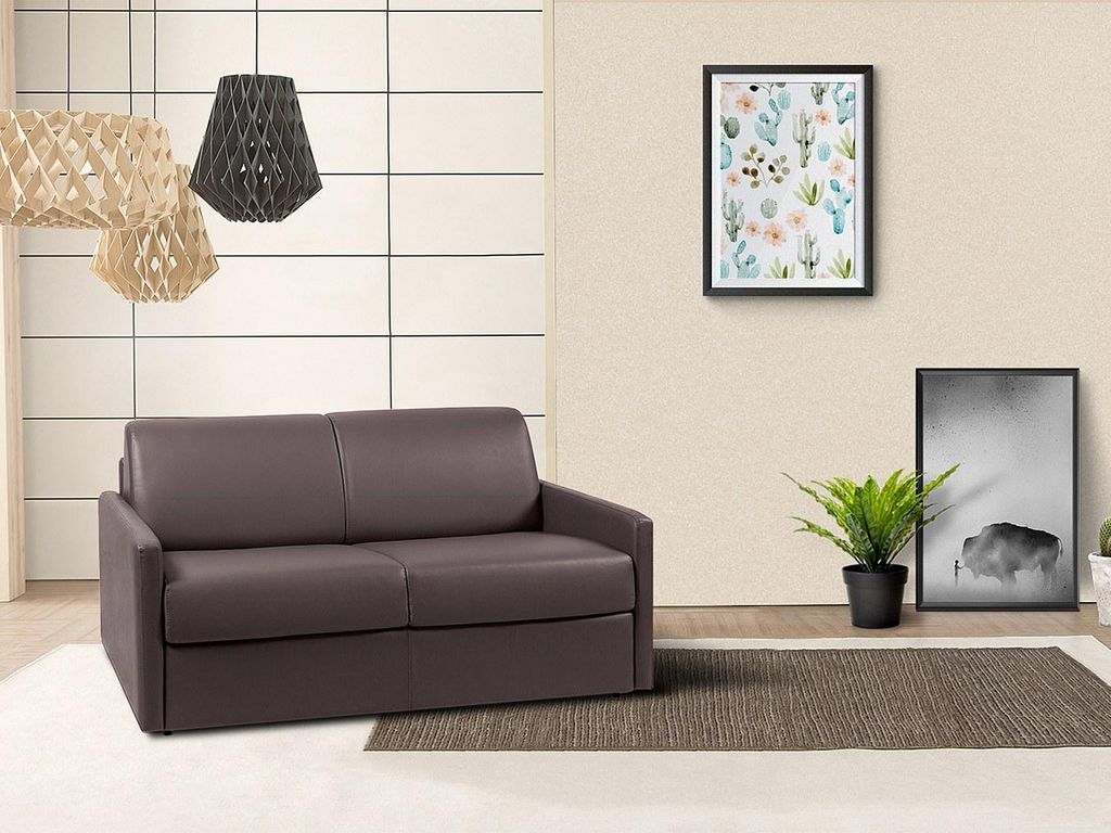 3-Sitzer-Sofa mit Express-Klappmechanismus aus CALIFE- - Farbe: braun - Maße der Liegefläche: 140 cm - Matratze 14 cm