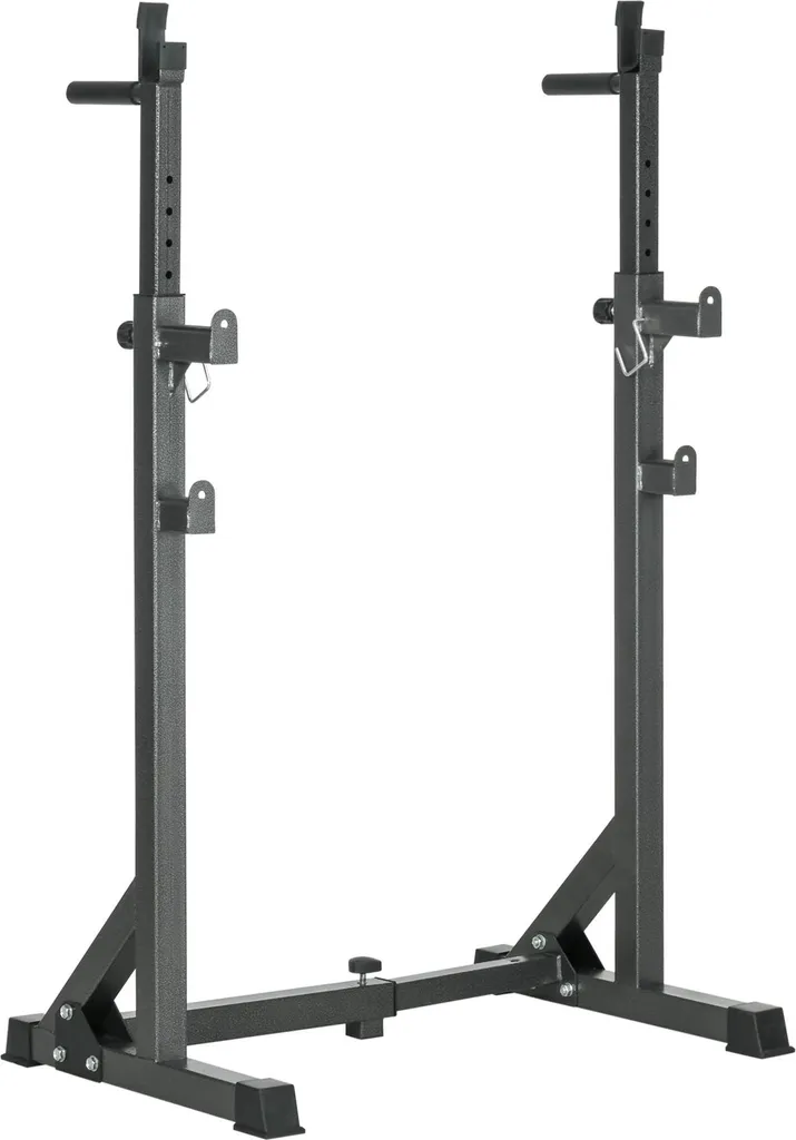 Squat Rack réglable en hauteur et largeur acier noir pour musculation
