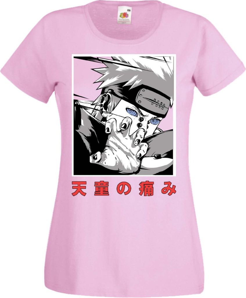 Damen T-Shirt Manga Anime Naruto Nagato Pain, Lady XS / Hellrosa