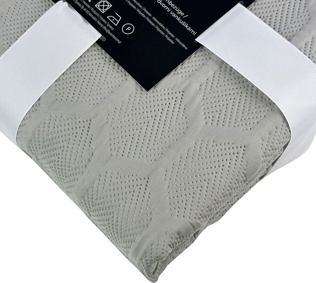 Narzuta na łóżko Parla 3D jasnoszara 220x240 cm + 2x 40x40 Zdjęcie produktu 