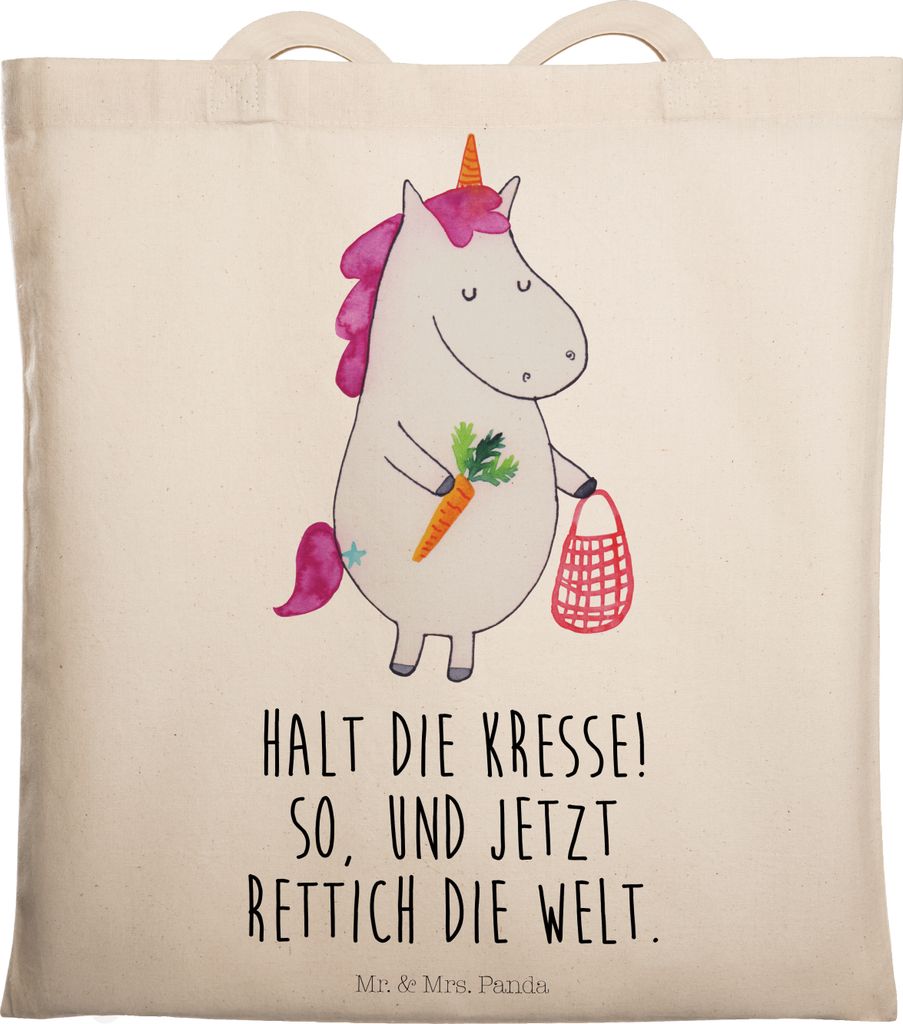 Mr. & Mrs. Panda Tote Bag Einhorn Gemüse - Transparent - Geschenk, Wochenmarkt, Laptoptasche, Unicorn, Tasche, Biomarkt, Shopping, totebag, Einhö...