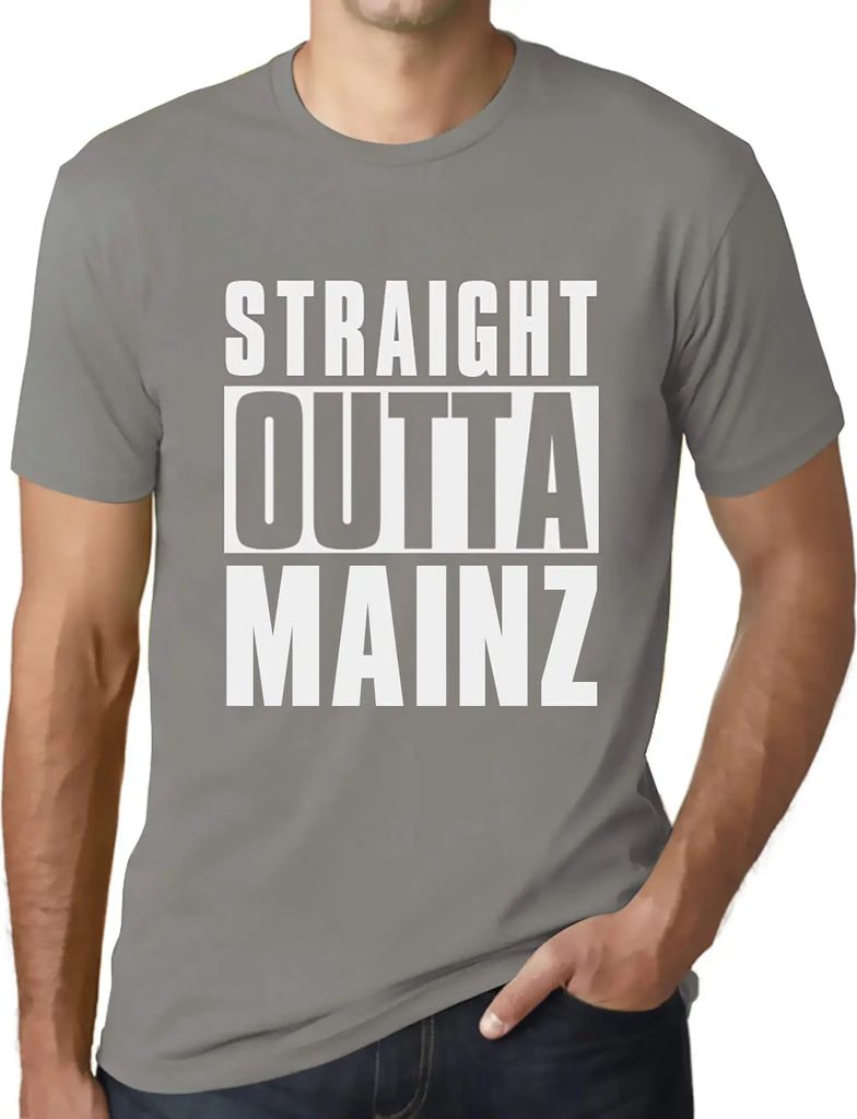 Herren Grafik T-Shirt Straight Outta Mainz Öko-Verantwortlich Vintage Jahrgang Kurzarm Lustige Druck Geburtstag Geschenk Mann