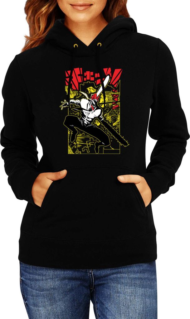 Damen Kapuzenpullover Manga Japan Anime Comics Animation Chainsaw Anime manga Man 17, Lady XL / Schwarz
