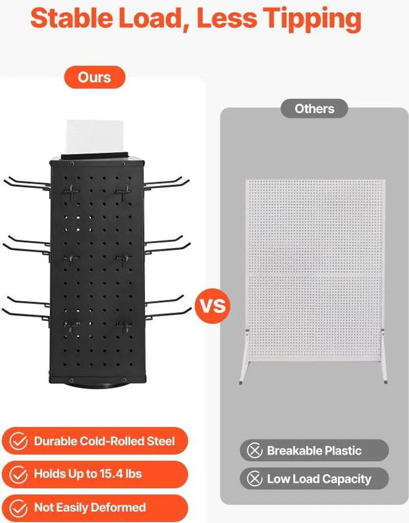Présentoir tournant 4 faces modulable avec 24 crochets pour accessoires - 3