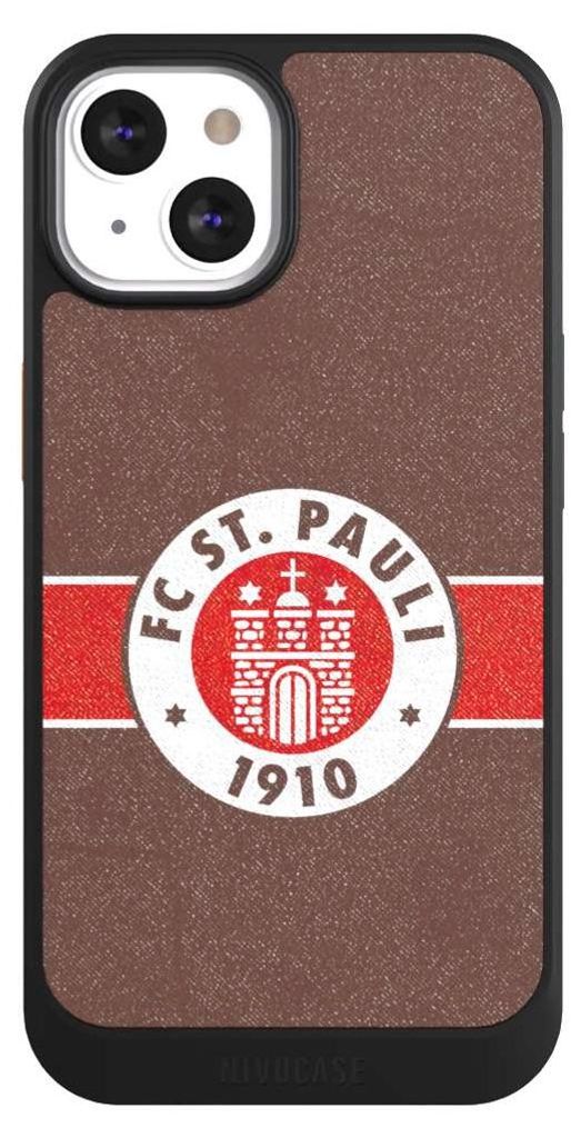 NIVOCASE Hülle für Apple iPhone 13 Handyhülle NIVOcore Case Schwarz FC St. Pauli Logo Offizielles Lizenzprodukt