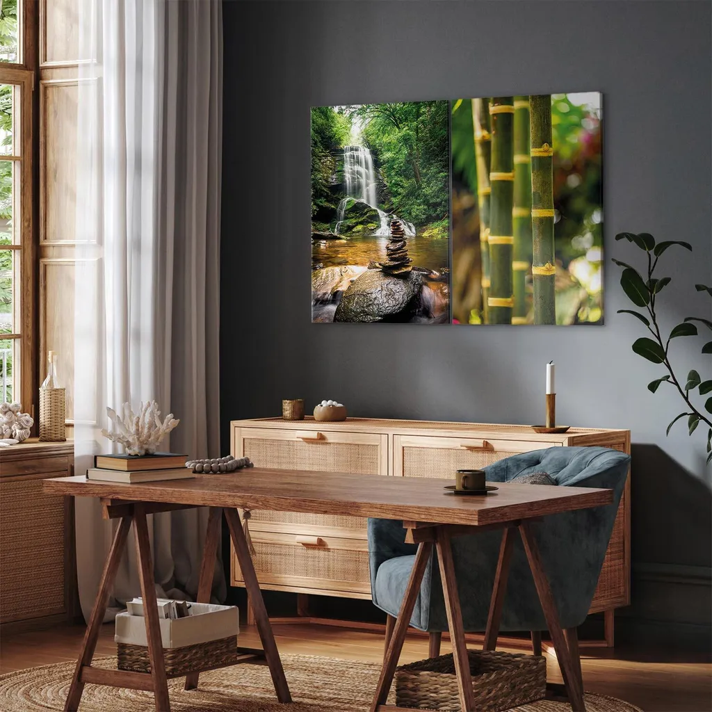 Murando Quadro XL Cascata 80x60 cm Stampa su Tela Design 2 Pezzi - 6
