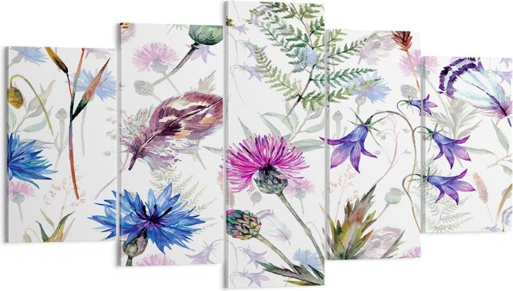 Bild auf Leinwand - Leinwandbild - Blume Wiese Natur - 160x85cm - Wand Bild - Wanddeko - Wandbilder - Leinwanddruck - Bilder - Kunstdruck - Wanddek...