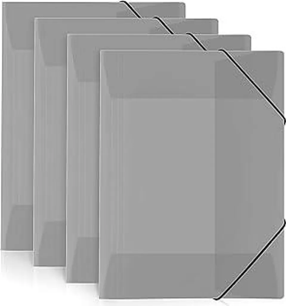 Set 4 Cartelline A4 SKYDUE Grigio - Ideali per Scuola, Disegni e Casa