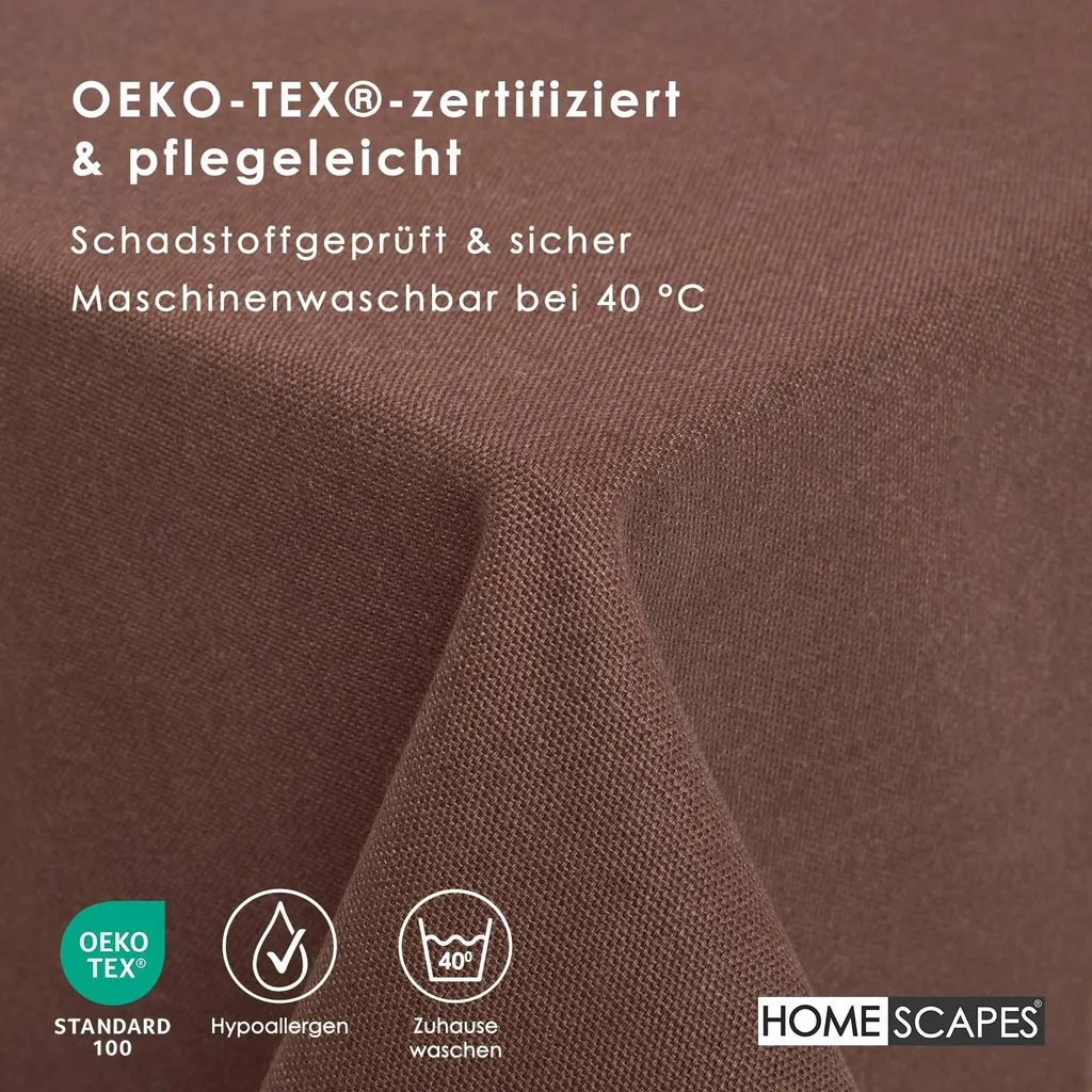 Nappe en coton marron Homescapes 137 x 228 cm pour table rectangulaire - 7