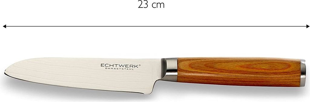 ECHTWERK Ensemble De Couteaux Damassés 6 Pièces, Couteau De Chef, Couteau Santoku, Couteau à Filets, Couteau Universel, Couteau à éplucher, Bloc à Couteaux Magnétique En Bois Inclus