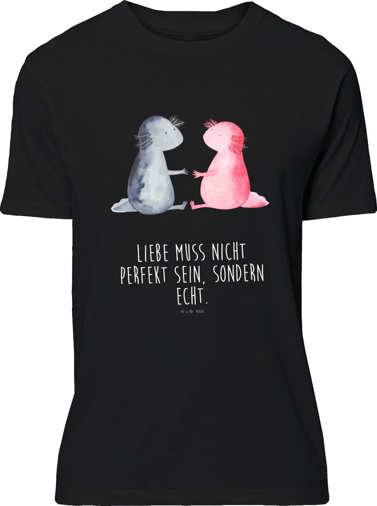 Mr. & Mrs. Panda oberteil Axolotl Liebe - Schwarz - Geschenk, Lurch, Valentinstag, Basic-Shirt, S T-Shirt, Baumwoll, Tshirt