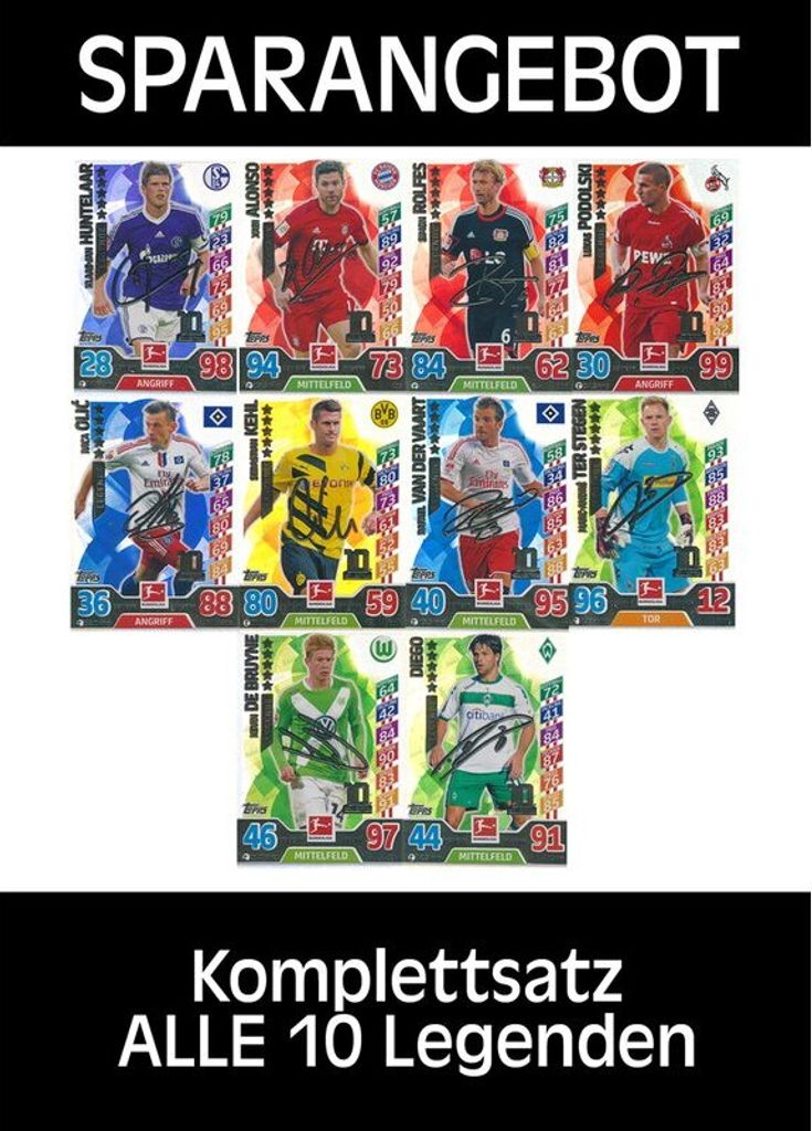 Match Attax 2017/18 alle 10 Legenden komplett 17/18 Legende