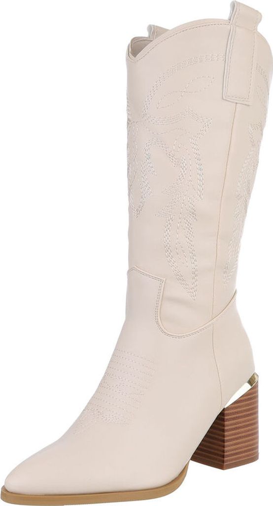 Ital-Design Damen Stiefel High-Heel Stiefel Lederoptik Western- & Bikerstiefel 88460471 Beige Gr. 40