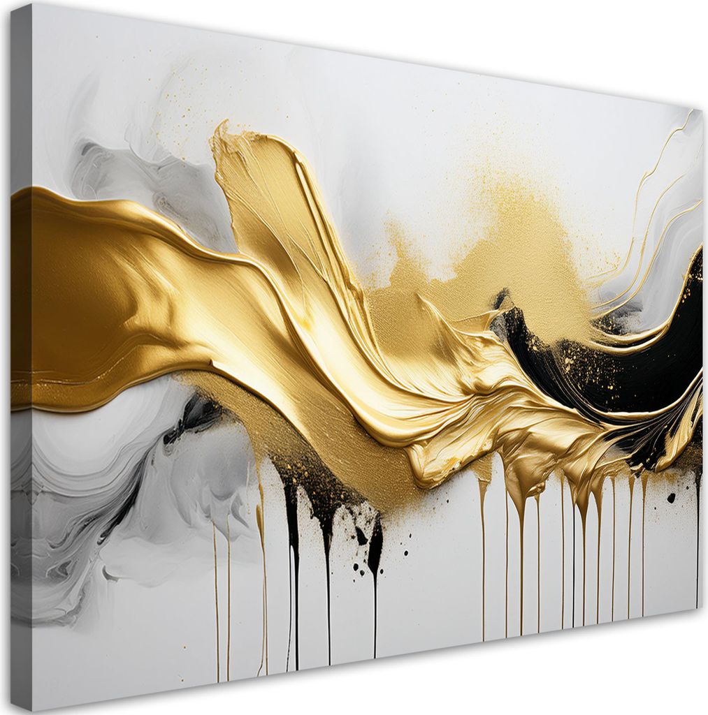 Leinwandbild Goldene 3D-Abstraktion 60x40 Feeby Gold bild für die wand bereit zum aufhängen