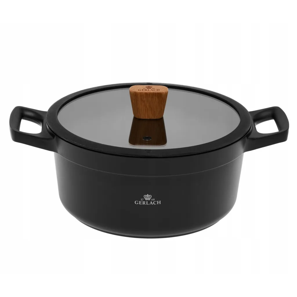 Gerlach 1760 Pentola naturale a induzione Coperchio in ceramica Base in ceramica a tre strati per fornelli a gas, fornelli elettrici in ceramica, 24 cm