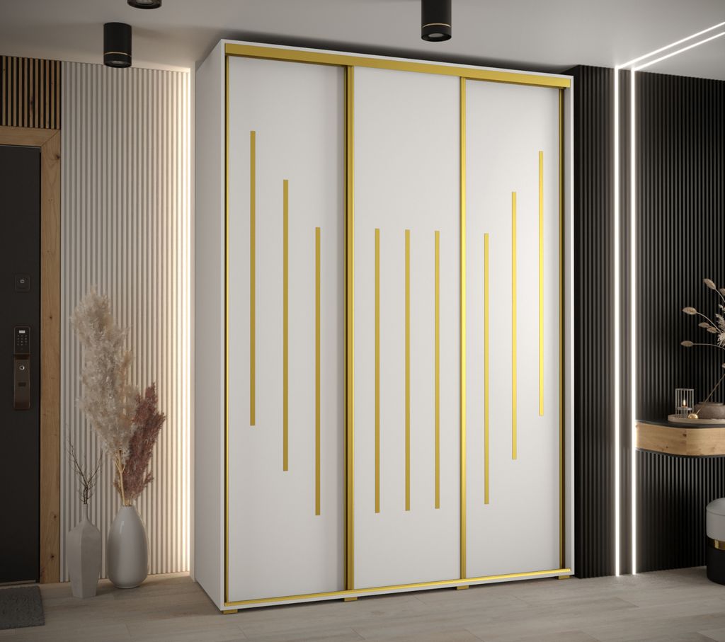 Kleiderschrank ASIRI 8 – 170/45 cm, weiß/gold