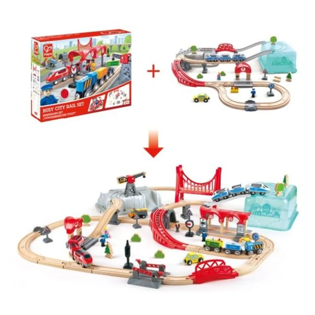 Circuit de train en bois Hape complet pour enfant dès 3 ans avec bac - 10