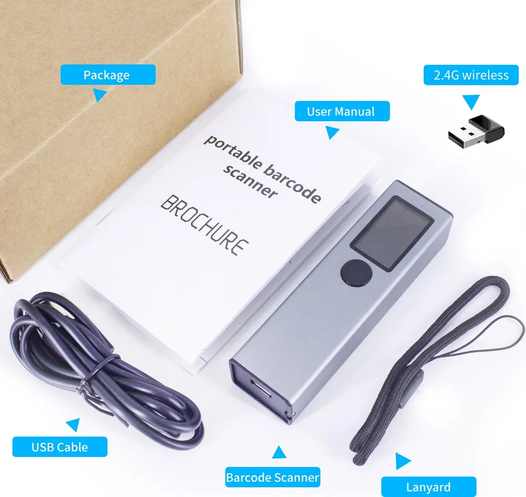 Douchette QR Code 2D Sans Fil Bluetooth avec Écran et Retour Vibration