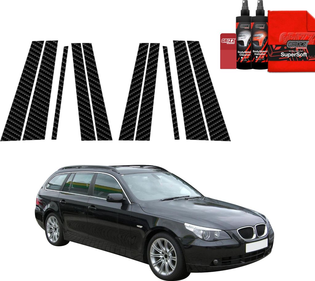 10in1 Kohlenstoff Schutzfolie Grizz Protector für B-C-Säule - BMW 5 E61 Kombi PreLCI (2003-2007)