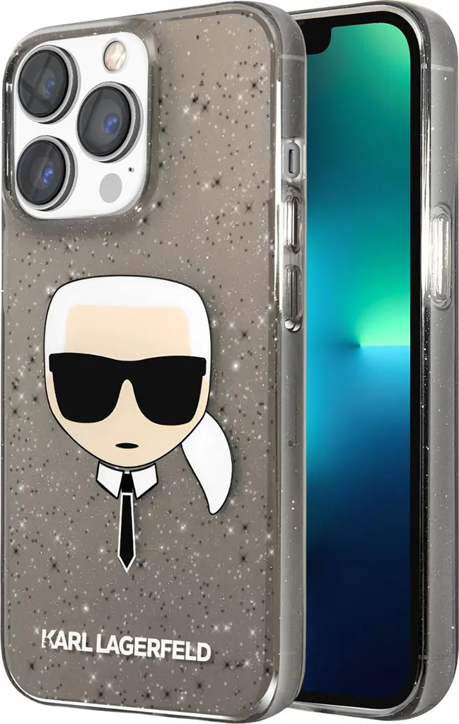 Coque iPhone 13 Pro Paillettes Karl Lagerfeld - Design Noir Scintillant