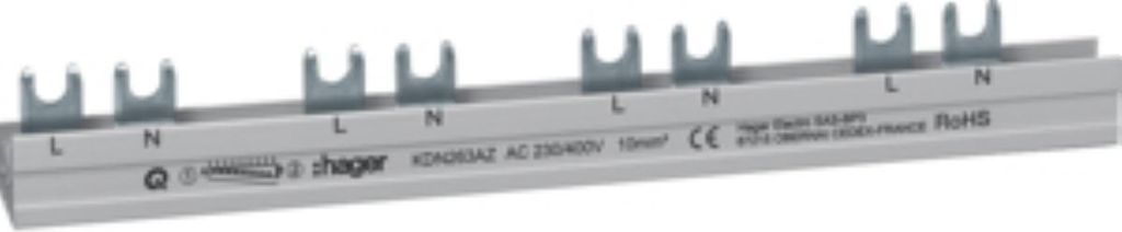 Hager Phasenschiene 2P Gabelans. 10mm² KDN263AZ Produktbild 