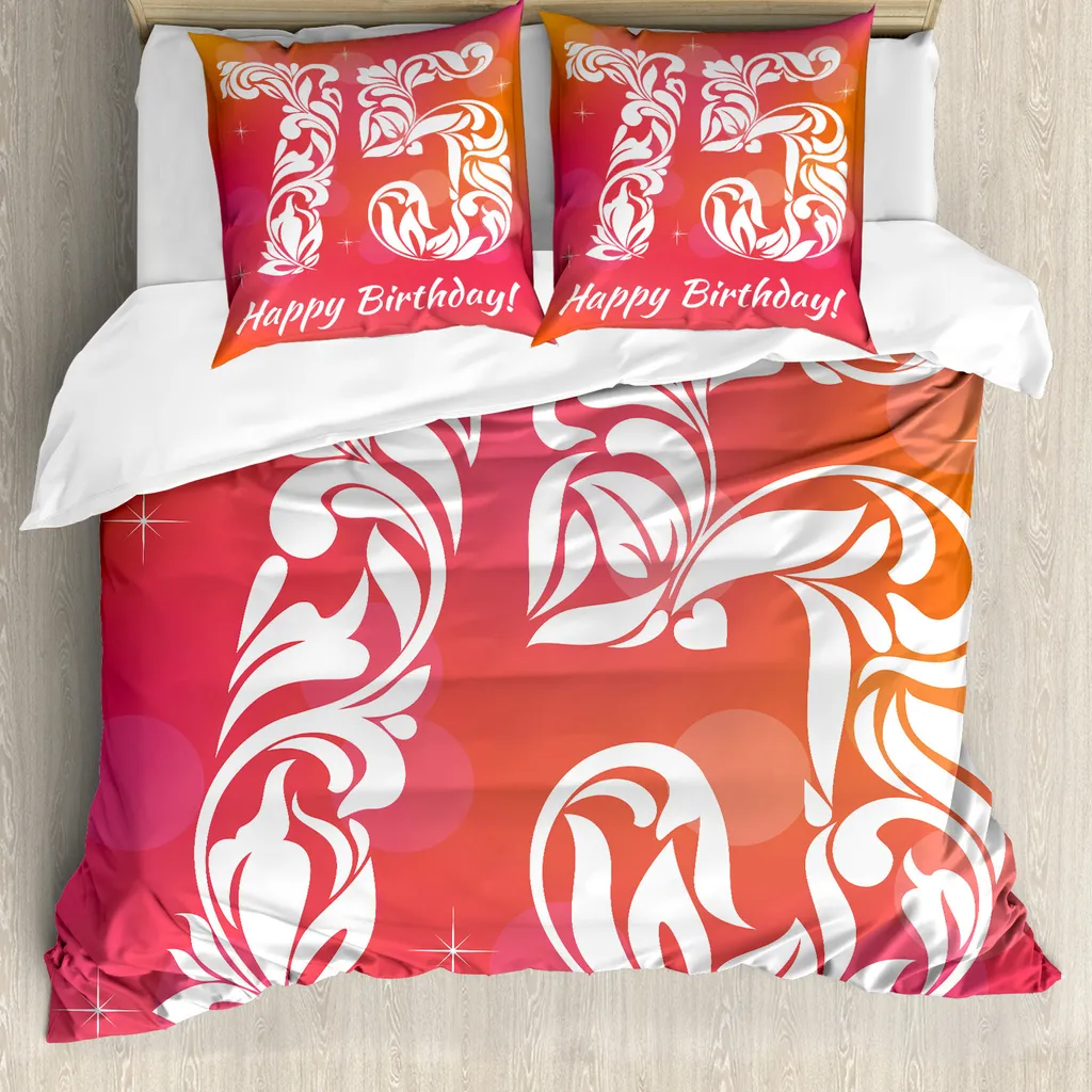 Set Letto 75 Compleanno Abakuhaus 155x220 cm Rosa Arancio Design