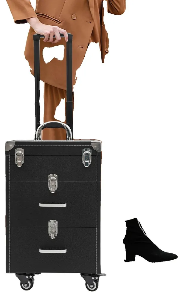 Trolley maquillage 3 niveaux format 36 cm avec grande capacité de stock