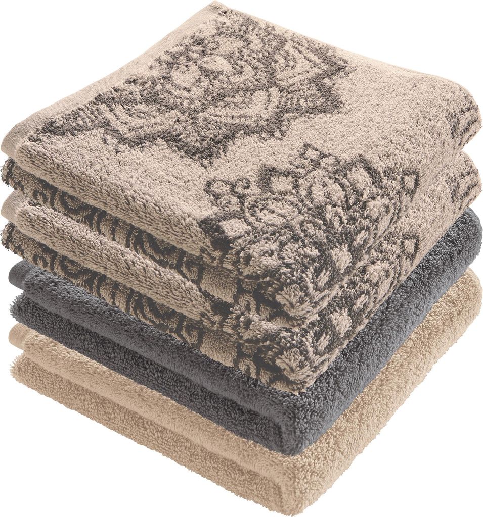 Erwin Müller Handtuch Bühl" 4er-Pack beige/grau 50x100 cm"