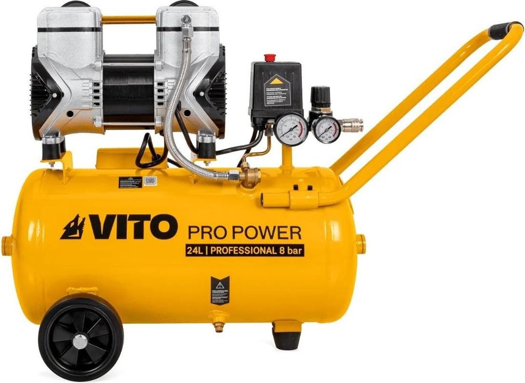 Tragbarer, leiser Luftkompressor 24L 2 PS / 1,5 kW Reifengonfleur Auto Baustelle ölfrei 8 bar VITO